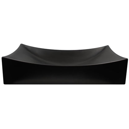 Matte Black Rectangular Porcelain Vessel Bathroom Sink, NP-01141MB