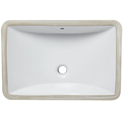 Rectangular Undermount White Porcelain Sink with Overflow, NP-U193902