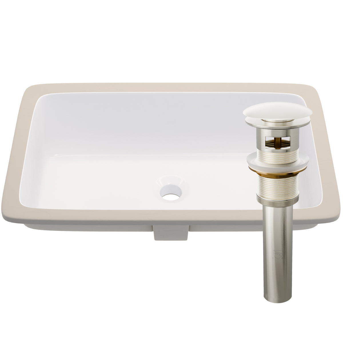 Rectangular Undermount White Porcelain Sink with Overflow, NP-U233921