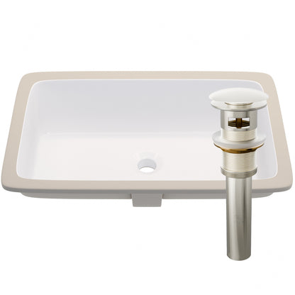 Rectangular Undermount White Porcelain Sink with Overflow, NP-U233921