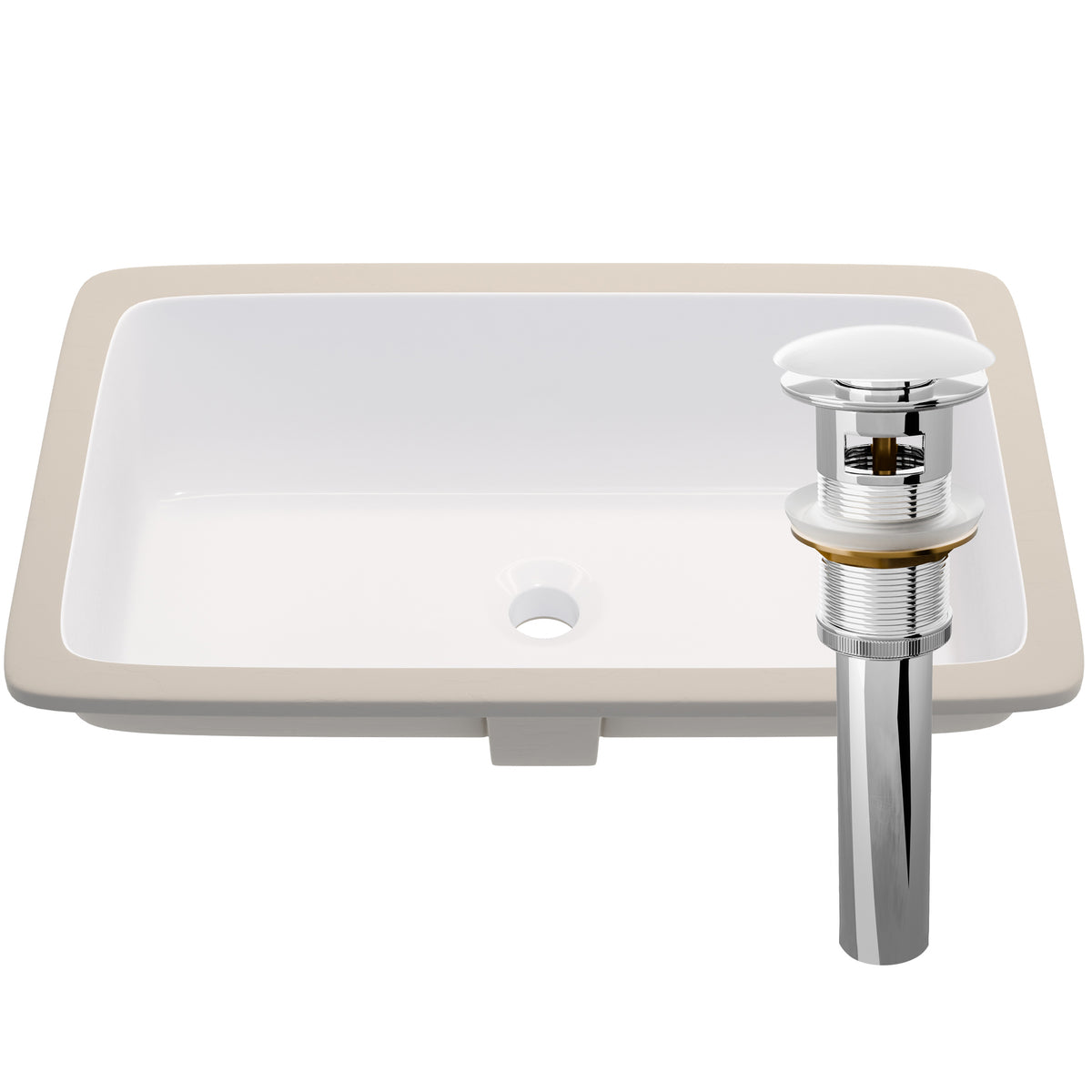 Rectangular Undermount White Porcelain Sink with Overflow, NP-U233921