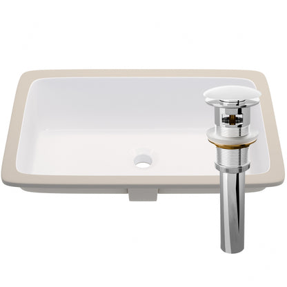 Rectangular Undermount White Porcelain Sink with Overflow, NP-U233921