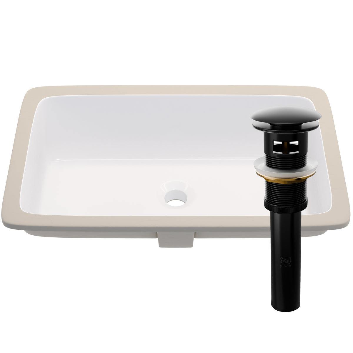 Rectangular Undermount White Porcelain Sink with Overflow, NP-U233921