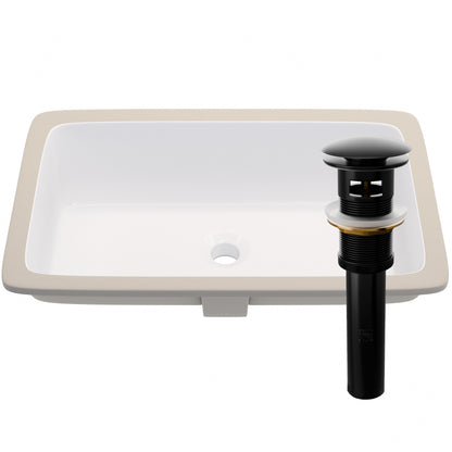 Rectangular Undermount White Porcelain Sink with Overflow, NP-U233921