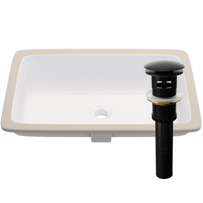 Rectangular Undermount White Porcelain Sink with Overflow, NP-U233921
