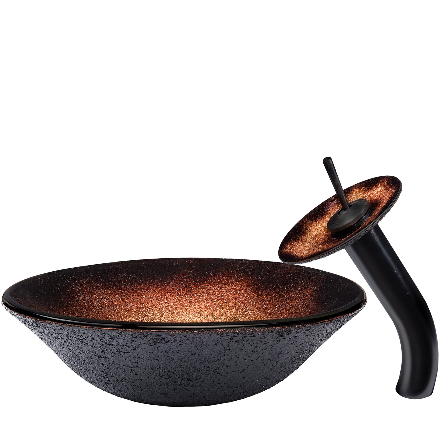 Round Black and Copper Glass Bath Sink Combo NSFC-008001ORB