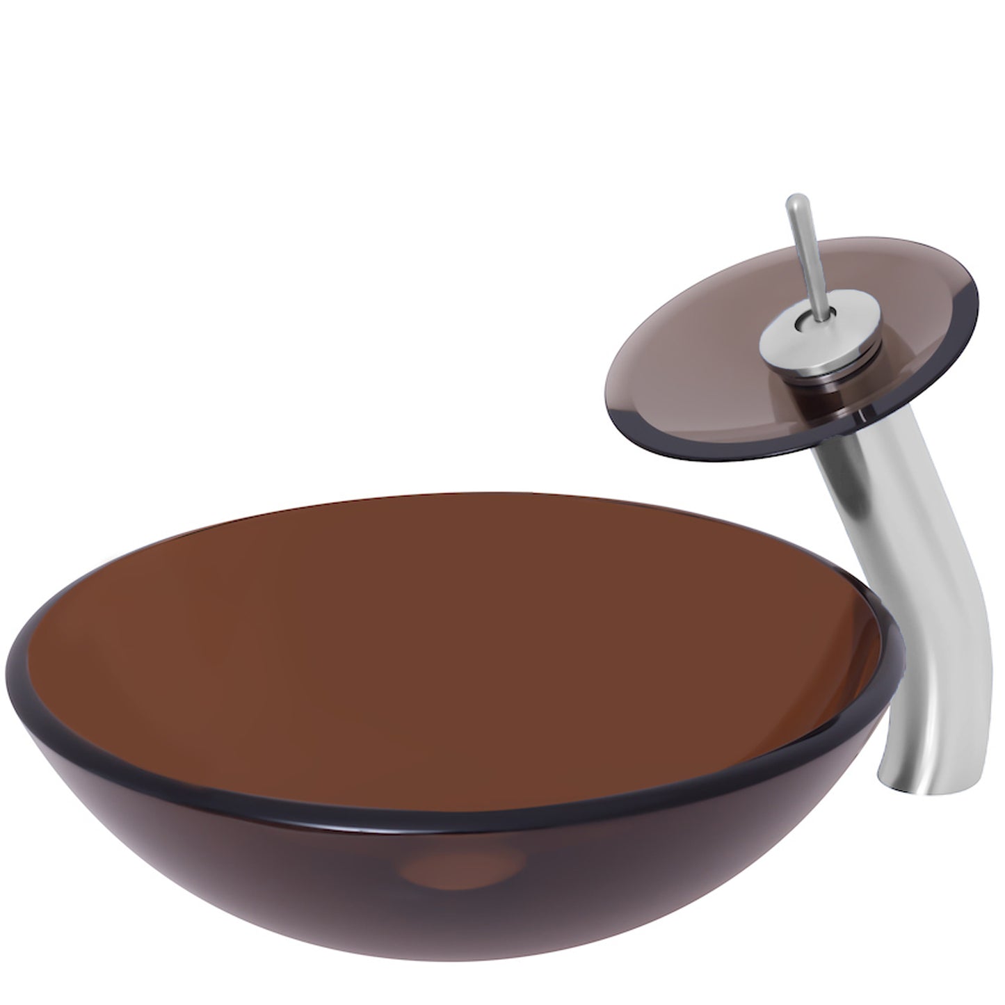 Round Clear Brown Glass Vessel Bath Sink Combo Series NSFC-168T001