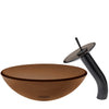Round Clear Brown Glass Vessel Bath Sink Combo Series NSFC-168T001