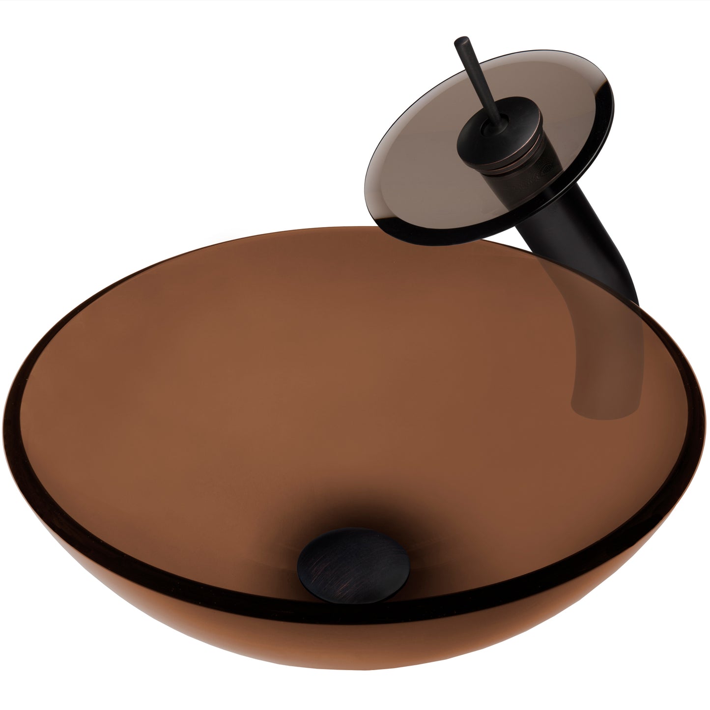 Round Clear Brown Glass Vessel Bath Sink Combo Series NSFC-168T001