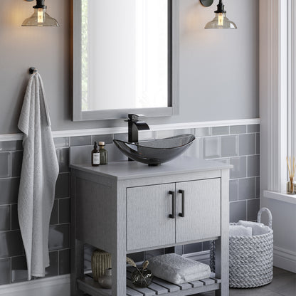 Clear Slate Grey Glass Vessel Bath Sink Combo Series NSFC-324G136