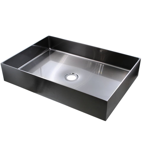 Rectangular Stainless Steel Vessel Bathroom Sink in Gunmetal Black NSRV-023GM