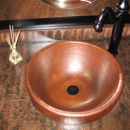 Round Copper Drop-In Bathroom Sink in Natural TCU-014NA