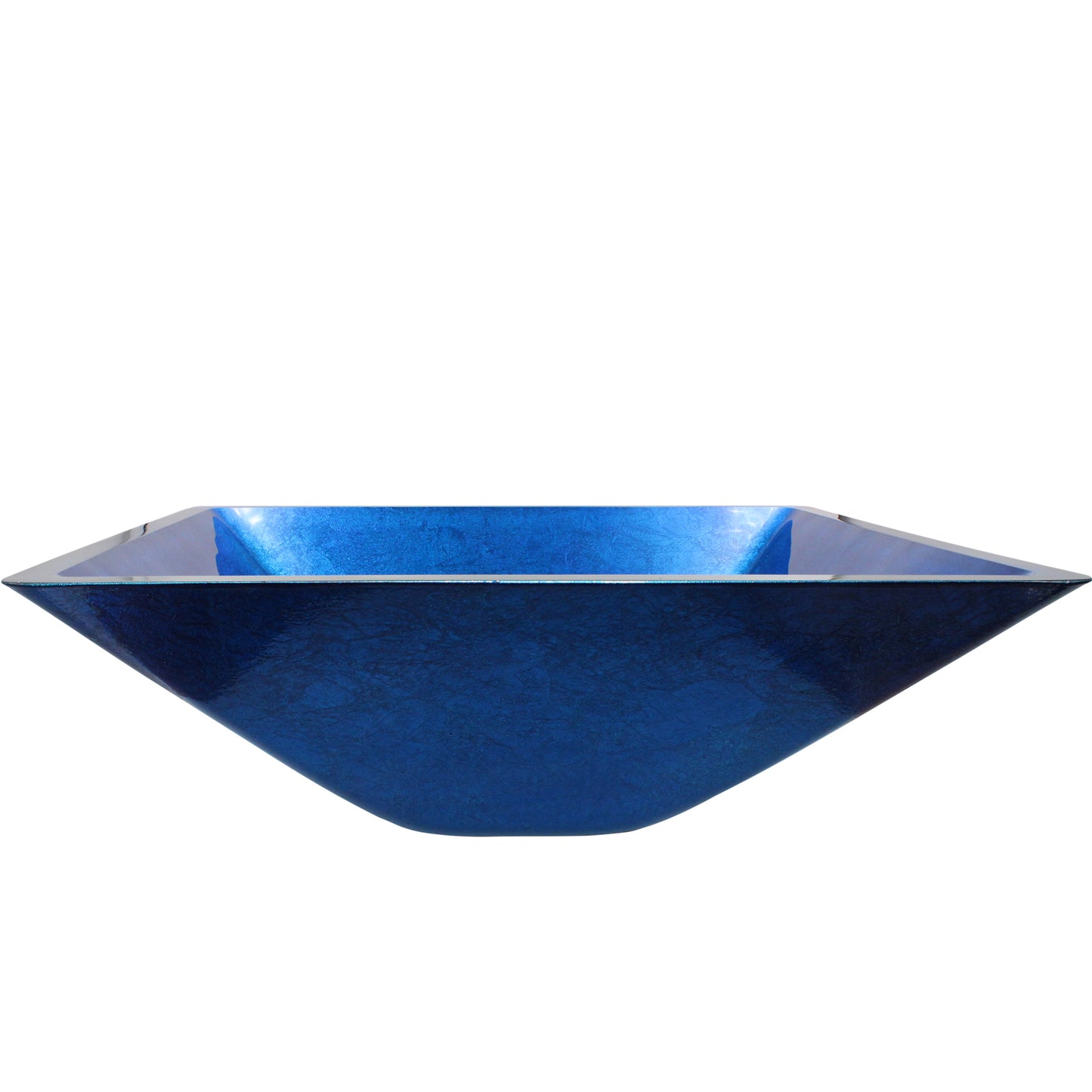Blue Foiled Square Tempered Glass Vessel Bath Sink TIG-S132-287