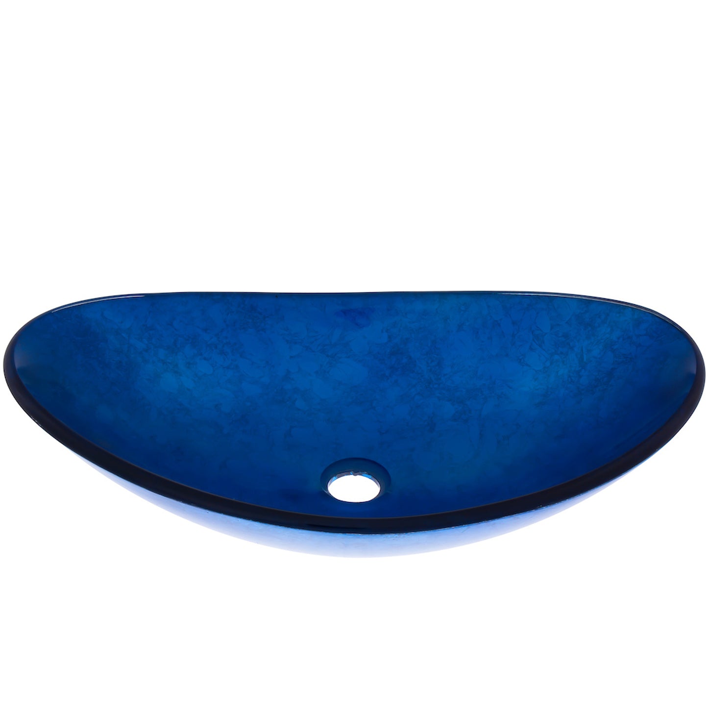 Blue Foiled Oval Tempered Glass Vessel Bath Sink TIG-S132-8031