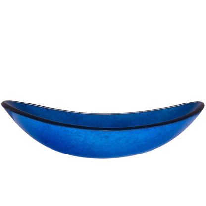 Blue Foiled Oval Tempered Glass Vessel Bath Sink TIG-S132-8031