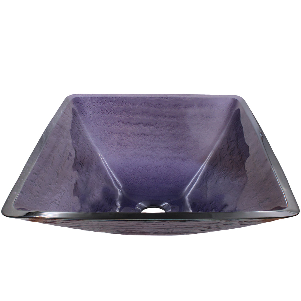 Purple Square Frosted Glass Vessel Bathroom Sink, TIS-286P