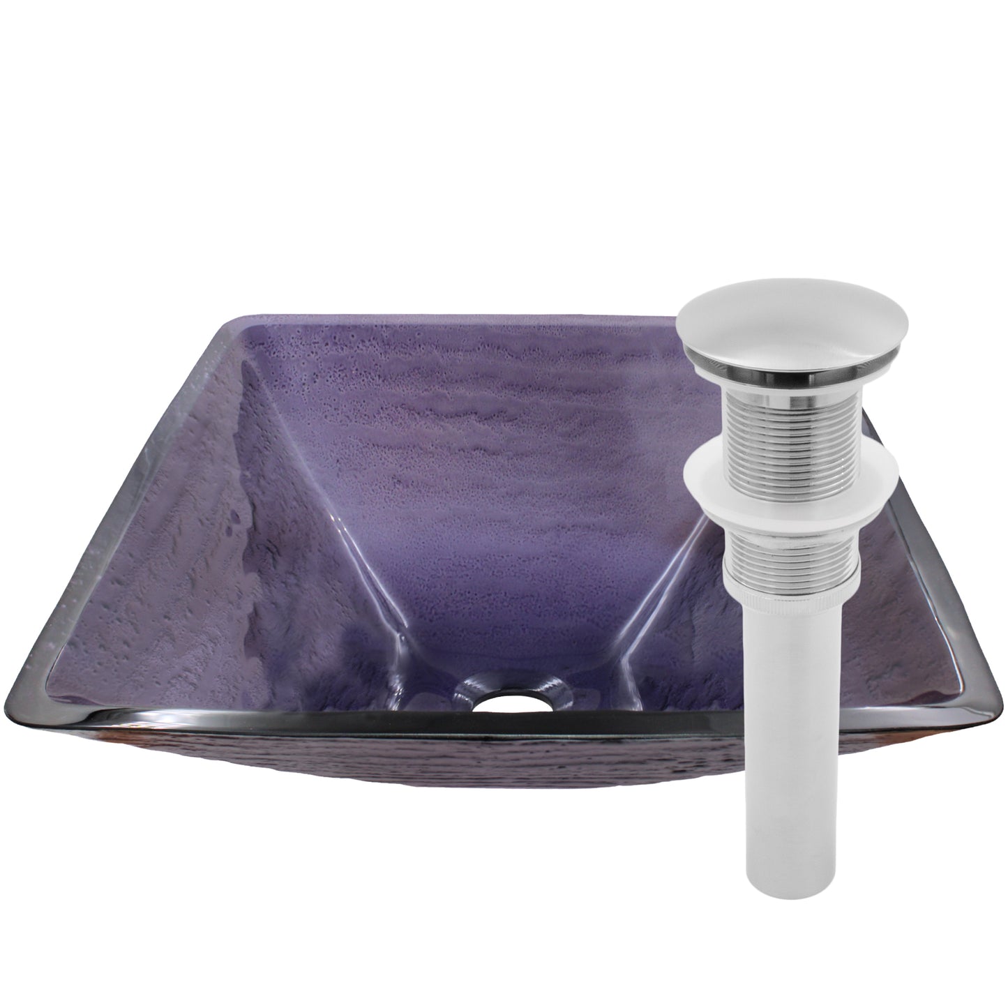 Purple Square Frosted Glass Vessel Bathroom Sink, TIS-286P