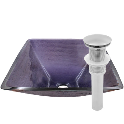 Purple Square Frosted Glass Vessel Bathroom Sink, TIS-286P