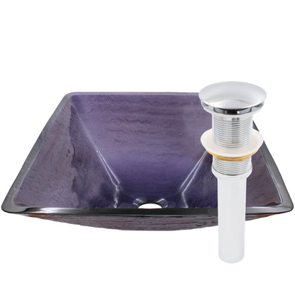 Purple Square Frosted Glass Vessel Bathroom Sink, TIS-286P