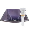 Purple Square Frosted Glass Vessel Bathroom Sink, TIS-286P
