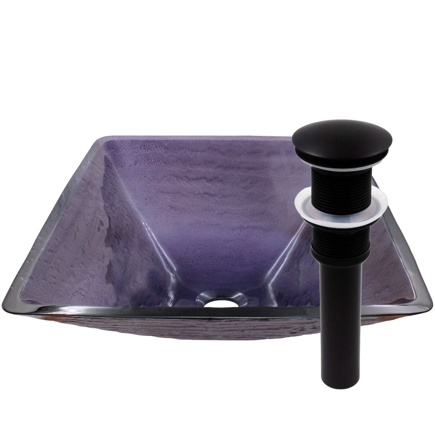 Purple Square Frosted Glass Vessel Bathroom Sink, TIS-286P