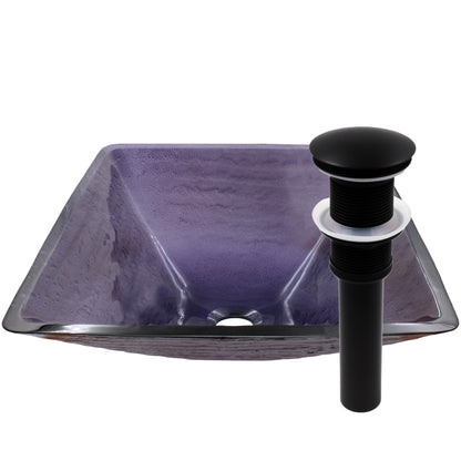 Purple Square Frosted Glass Vessel Bathroom Sink, TIS-286P