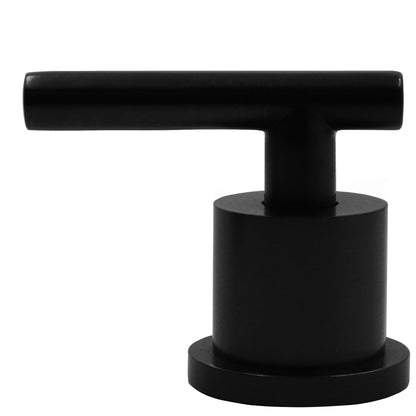 Side view of Novatto W04-HNDL series wall mount dual faucet lever handle, made of durable metal for bathroom or kitchen use.