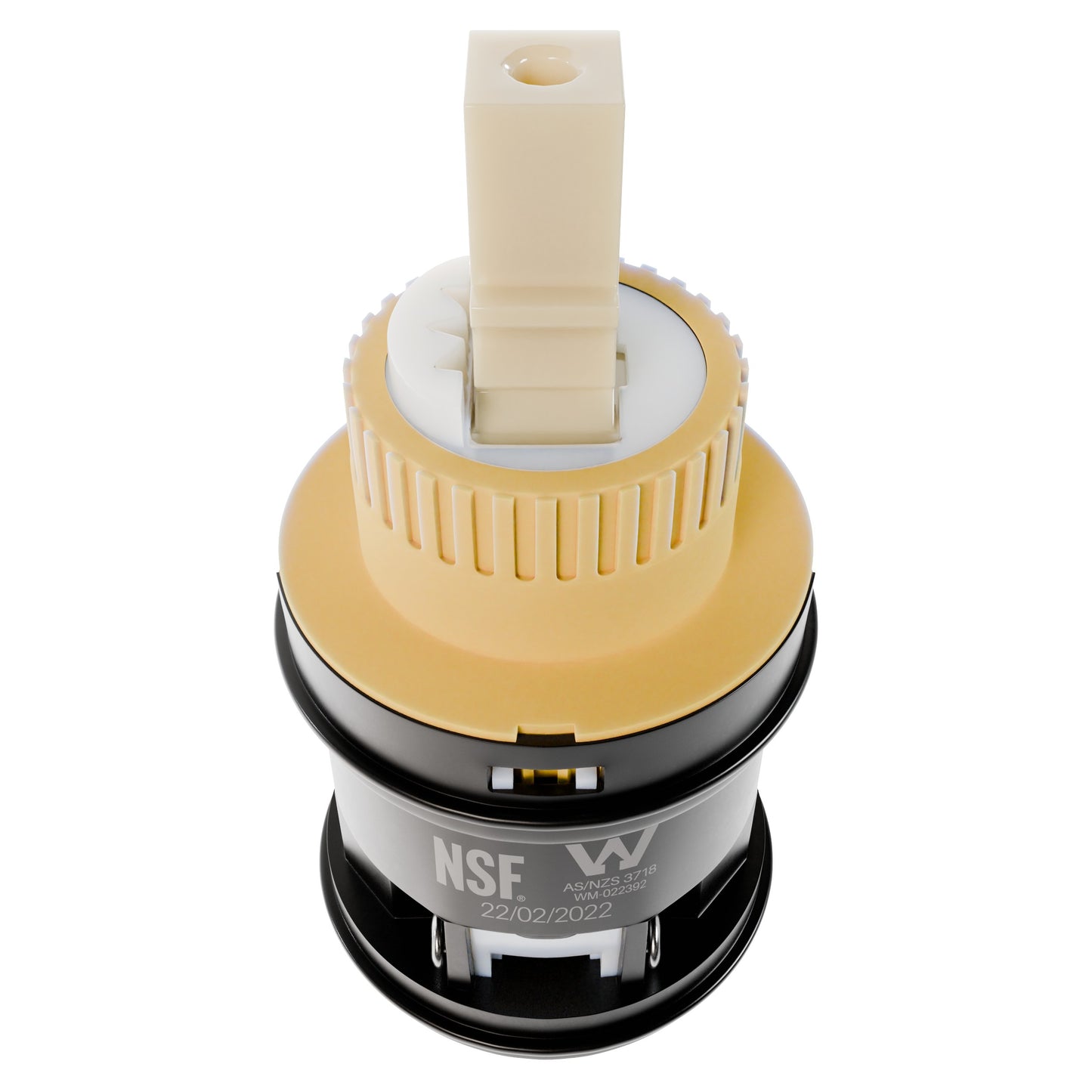 Novatto bath faucet cartridge part 123-CAR, showing a close-up of the replacement valve component for bathroom fixtures.