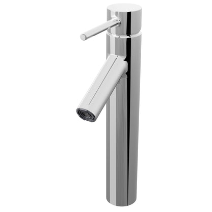 A contemporary single hole vessel bath faucet with a sleek silver finish, part of the Dalyss collection.