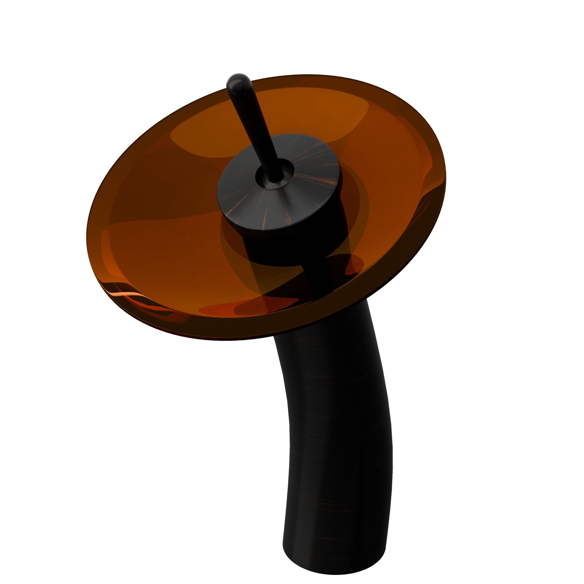 Novatto Falls Modern Waterfall Single Hole Vessel Bath Faucet in oil-rubbed bronze, three-quarter view showing sleek design.