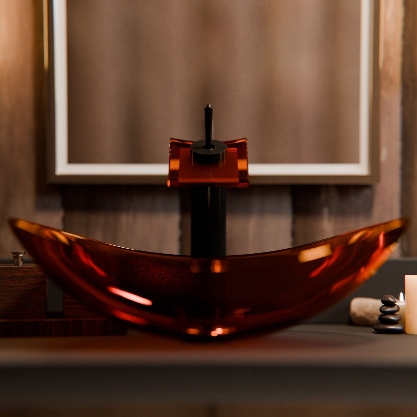 Squared Modern Waterfall Single Hole Vessel Bathroom Faucet, GF-011 Series