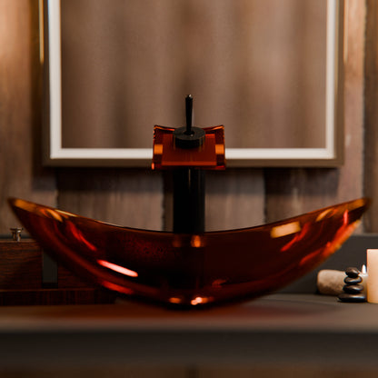 Squared Modern Waterfall Single Hole Vessel Bathroom Faucet, GF-011 Series