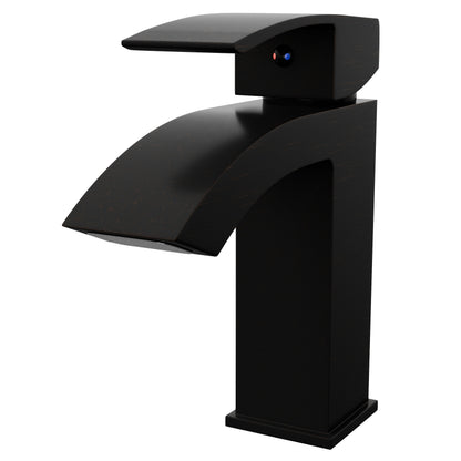 Modern single handle waterfall lavatory faucet from Novatto GF-123S series, with sleek design and chrome finish.