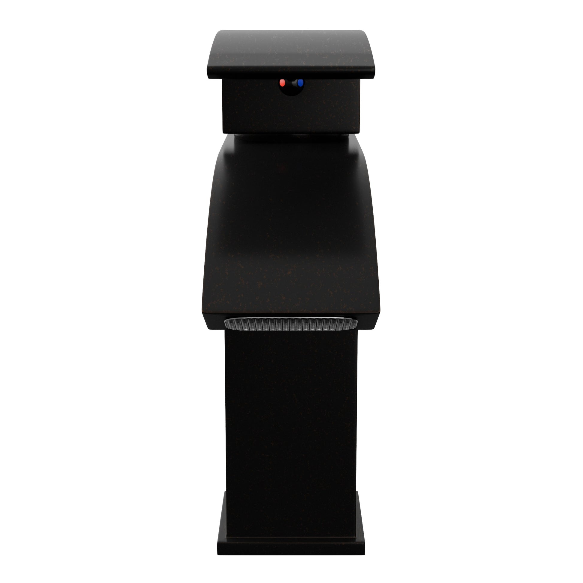 Modern Novatto GF-123S Series single handle waterfall lavatory faucet in oil-rubbed bronze with sleek curved spout.