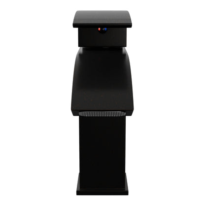 Modern Novatto GF-123S Series single handle waterfall lavatory faucet in oil-rubbed bronze with sleek curved spout.
