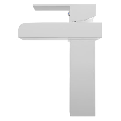 Side view of Novatto GF-135S Modern Single Handle Waterfall Bathroom Faucet in sleek chrome finish.