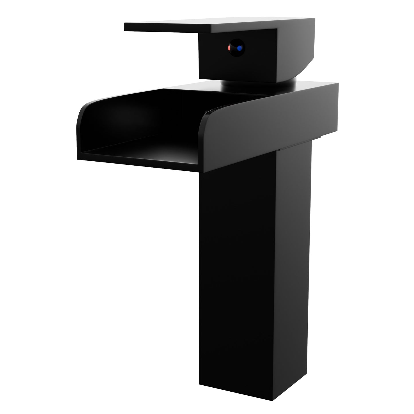 Modern Novatto GF-135S Series single handle waterfall bathroom faucet in a three-quarter view, showcasing sleek design.