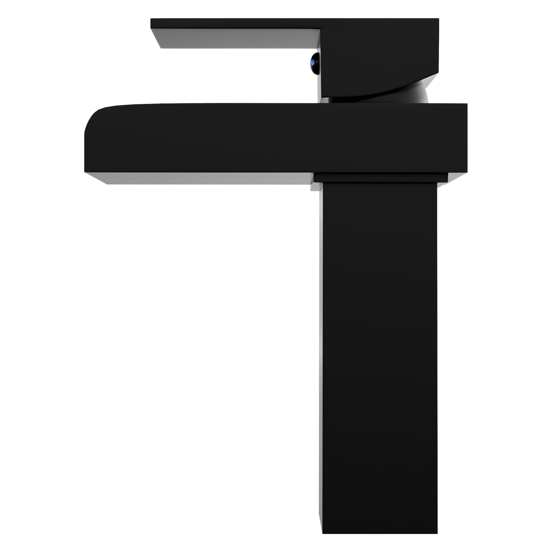 Side view of Novatto GF-135S Modern Single Handle Waterfall Bathroom Faucet in sleek chrome finish.