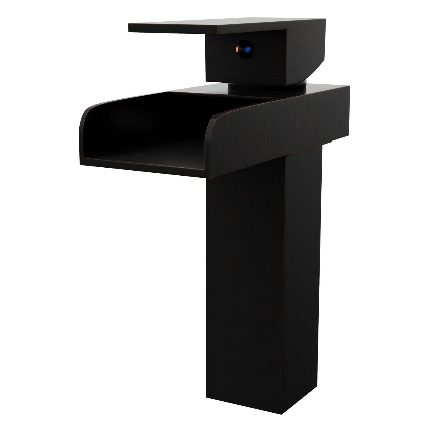 Modern Novatto GF-135S Series single handle waterfall bathroom faucet in a three-quarter view.