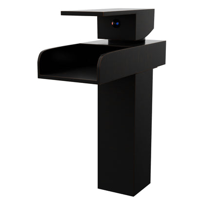 Modern Novatto GF-135S Series single handle waterfall bathroom faucet in a three-quarter view.