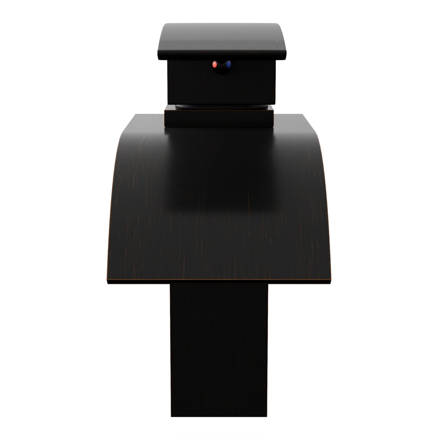 Modern Novatto Remi single handle waterfall bath faucet in oil-rubbed bronze, front view showing sleek design and spout details.