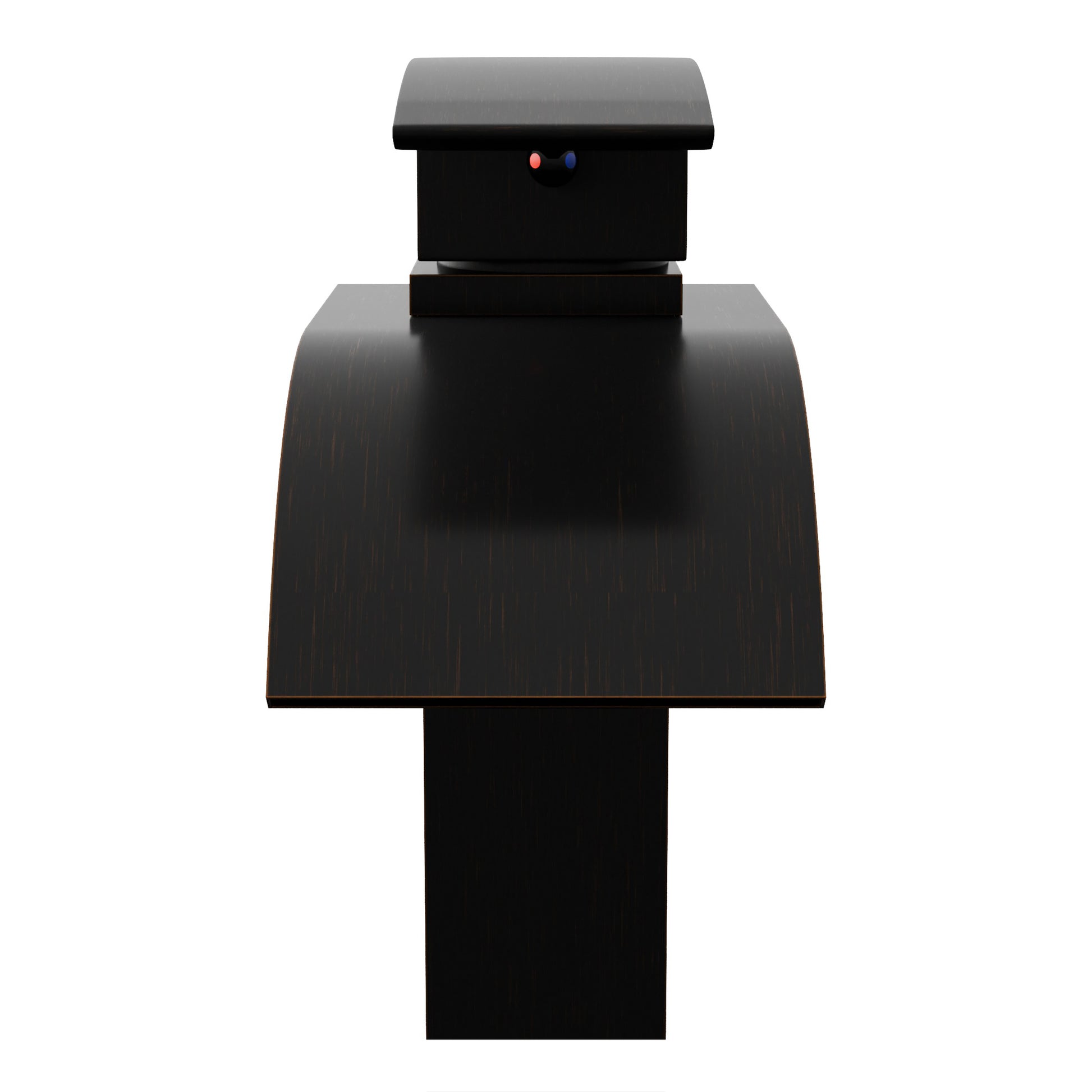 Modern Novatto Remi single handle waterfall bath faucet in oil-rubbed bronze, front view showing sleek design and spout details.
