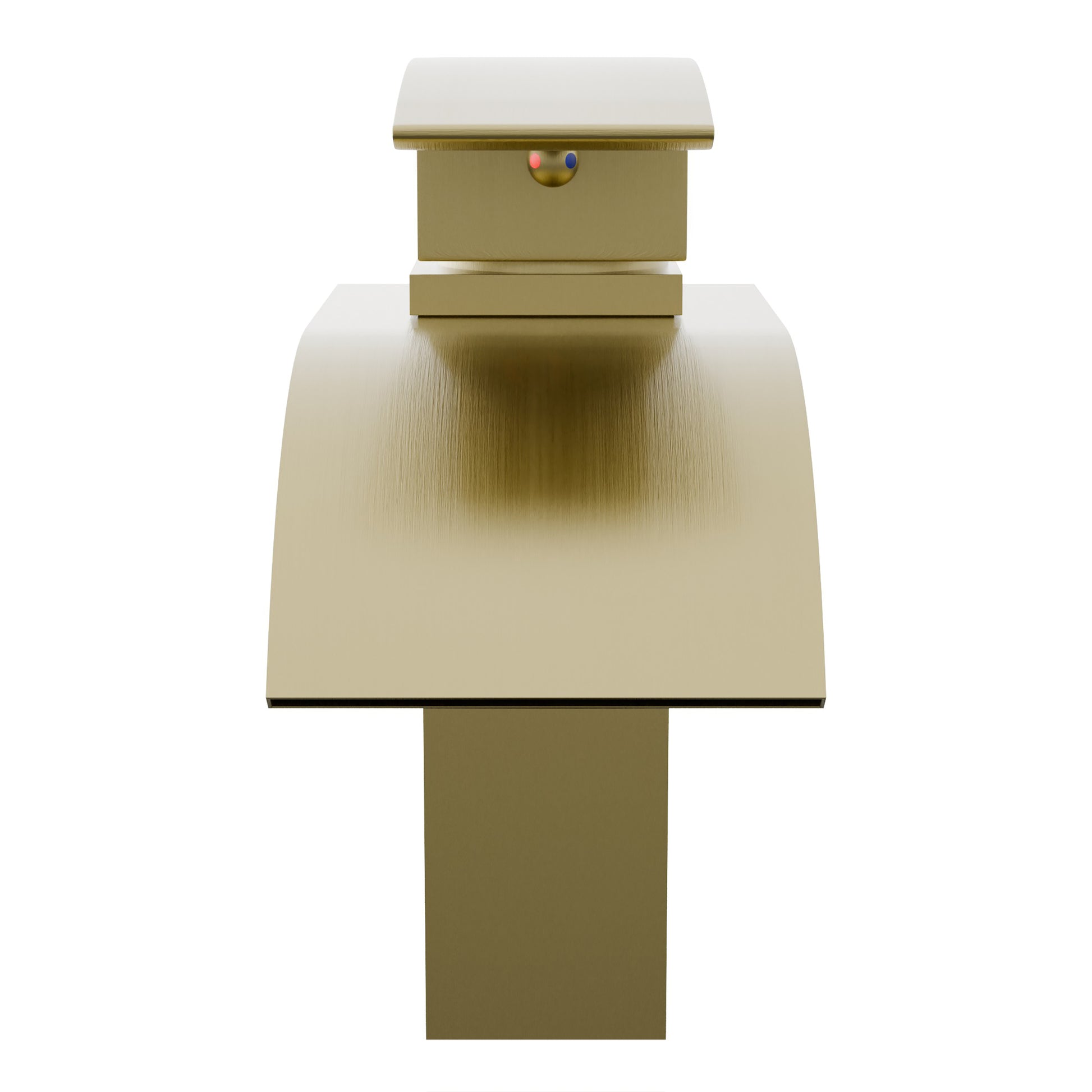 Modern Novatto Remi single handle waterfall bath faucet, front view showcasing sleek spout and contemporary design.