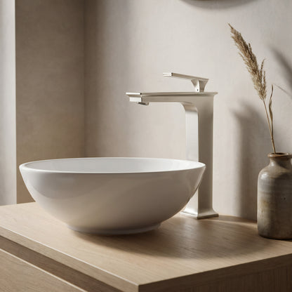 Modern Novatto Starks GF-368 single hole vessel bath faucet with sleek chrome finish and contemporary design.