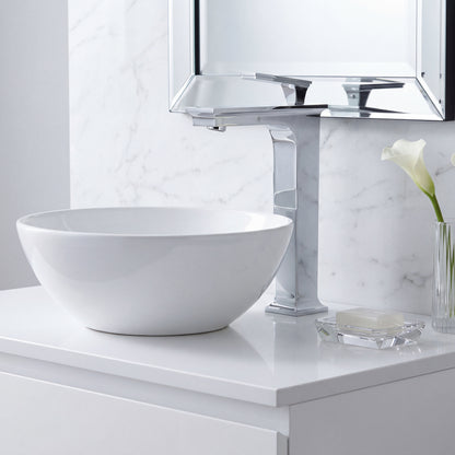 Modern Novatto Starks GF-368 single hole vessel bath faucet in chrome finish, sleek design for contemporary bathrooms.