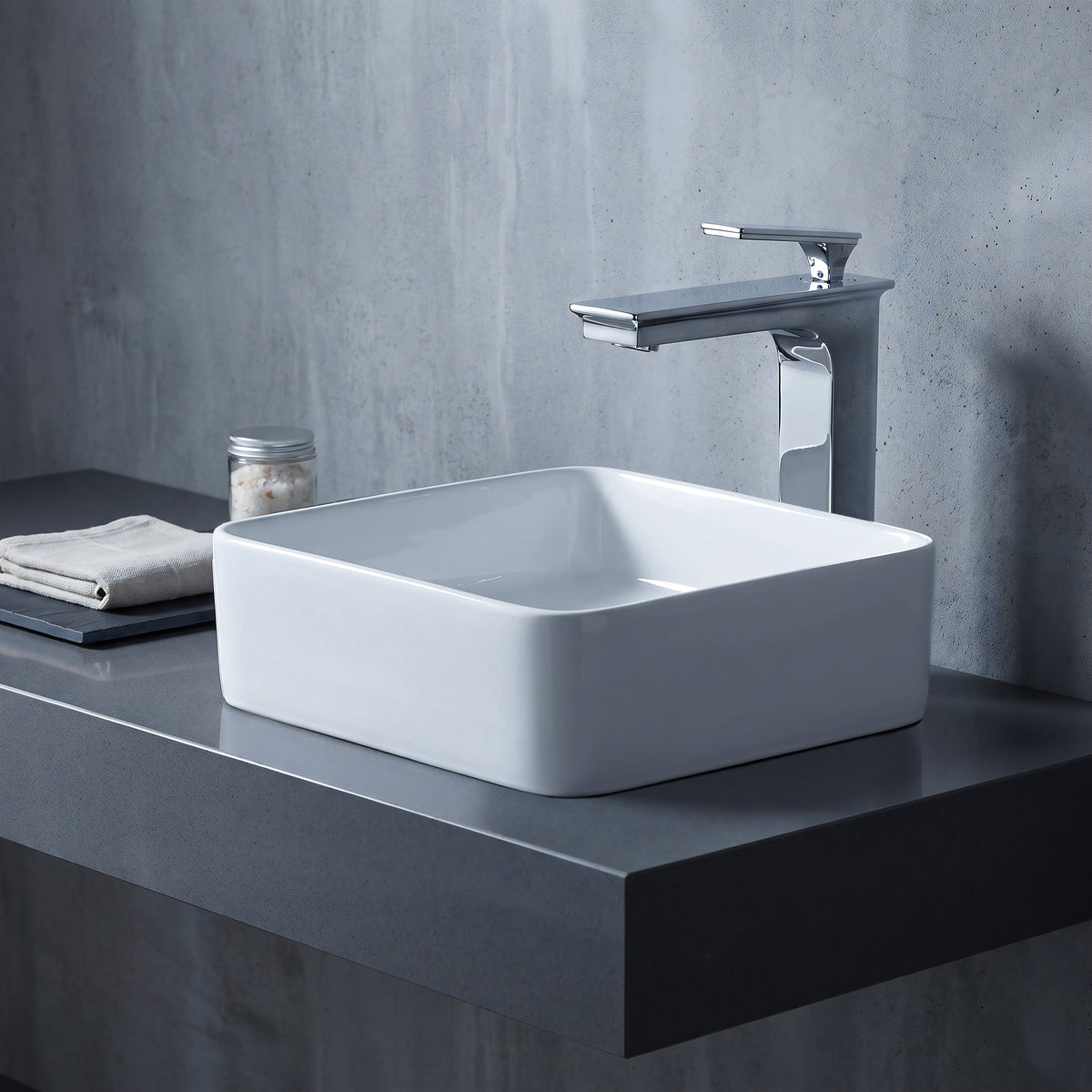 Modern Novatto Starks single-hole vessel bath faucet from GF-368 series with sleek chrome finish, designed for contemporary bathroom sinks.