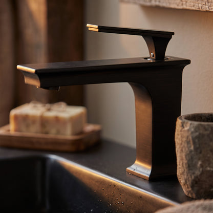 Novatto GF-368S Series single handle lavatory bathroom faucet with polished chrome finish, shown from a side view.