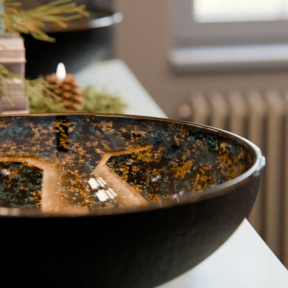 Hand Painted Azure Glass Vessel Bath Sink NOHP-G031-16