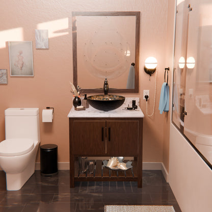 Hand Painted Azure Glass Vessel Bath Sink NOHP-G031-16