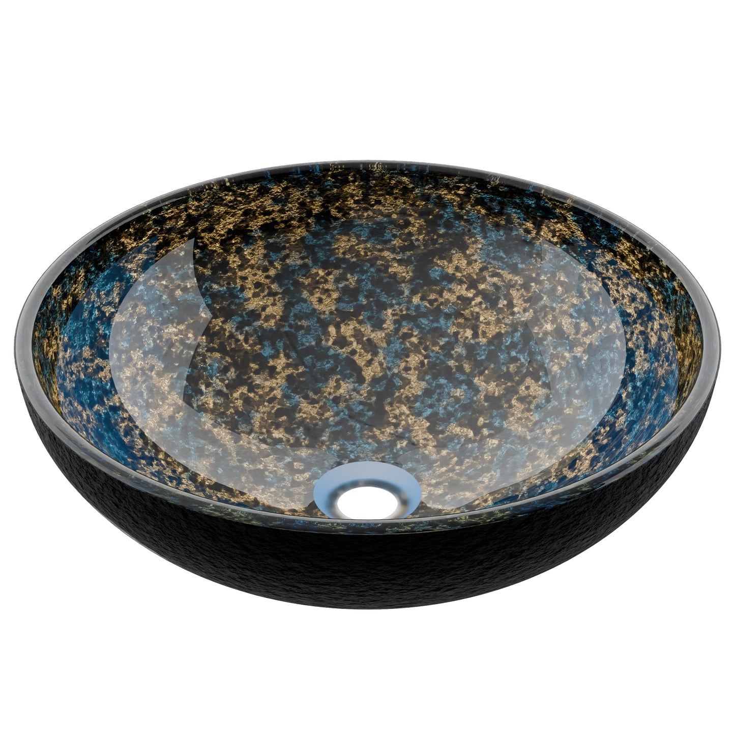 Hand Painted Azure Glass Vessel Bath Sink NOHP-G031-16